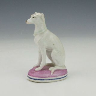 Antique Staffordshire Pottery Semi - Porcelain - Whippet Or Greyhound Dog Figure