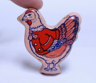 Antique Metal Tin Litho Rooster Chick Cookie Cutter