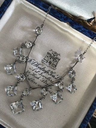 Antique Edwardian Art Deco Pendant Drop Paste /crystal Necklace Pendant
