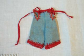 Vintage Madame Alexander Kin Wendy Blue Denim Overalls W/red Picot Trim And Ties