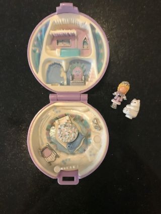 Vintage Polly Pocket 1992 Ice Kingdom Jeweled Princess W/polarbear And Princess