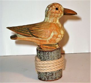 Old Tern Sea Bird Hand Carved Wood Art Sculpture Statue Figurine Vintage Antique