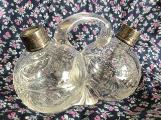 Antique Glass/silver Double Bottle: Vinegar/oil/dressing Bottle/cruet/container