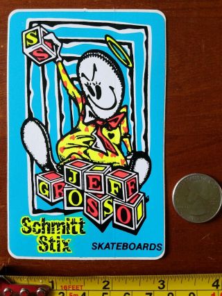 Nos Vintage Blue Schmitt Stix Jeff Grosso Skateboard Sticker Sims G&s Powell