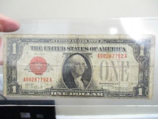 Antique One Dollar 1928 $1 United States Note Bill Washington Red Seal Rare