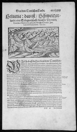1598 Sebastian Munster Antique Print Engravings To Text Of A View Of Switzerland