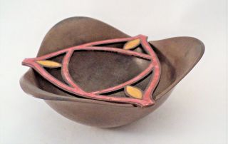 Arts & Crafts Movement Copper Bowl Removable Enamel Grid - Ashtray? Flower Frog?