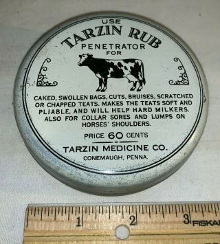 Antique Tarzin Rub Veterinary Medicine Salve Dairy Cow Farm Conemaugh Pa Old Vet