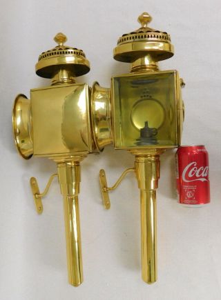 Pair Limehouse Victorian Antique Style Brass Coach Railroad Train lamp lantern 2