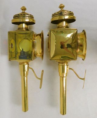 Pair Limehouse Victorian Antique Style Brass Coach Railroad Train lamp lantern 3