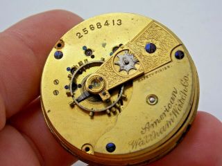 Antique Pocket Watch Movement / parts Waltham PS Bartlett Model 1877 18S 15J 2