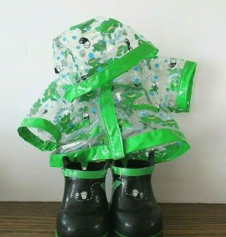 Build A Bear Vintage Boy Girl Raincoat Frog Clothes Accessory Boots Plush Euc