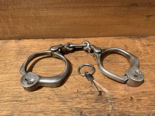Vintage Bean Cobb Style 19th Century Handcuffs Antique Police Handcuffes