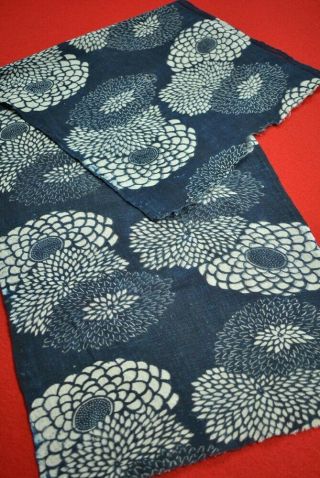 Aj06/50 Vintage Japanese Fabric Cotton Antique Boro Indigo Blue Katazome 37 "