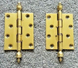 Vintage Brass Antique Ornate Hinges Reclaimed Salvaged Architectural Retro Old