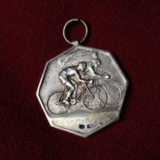 Antique Bicycle Medal Signed Sterling Silver Stamped Bike Cycling Sport Hungary