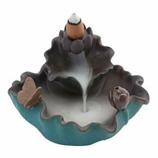 Erlesen Ceramic Censer Backflow Incense Burner Lotus Butterfly Reflux Tower