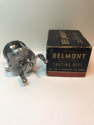 Vintage Sears “belmont” Fishing/casting Reel Heavily Engraved Almost W/box
