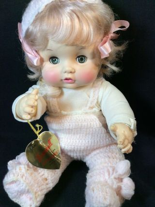 Effanbee Butterball Vinyl Baby Doll Drink And Wet W/ Bottle 6569 Blonde 1969
