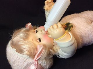 Effanbee Butterball Vinyl Baby Doll Drink and Wet w/ bottle 6569 Blonde 1969 4