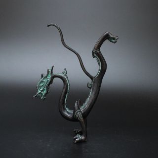 Chinese Exquisite Old Bronze Handwork Dragon Statue Tr