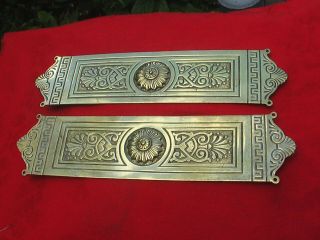Victorian Large Cast Brass Decorative Door Finger Plates Impressive