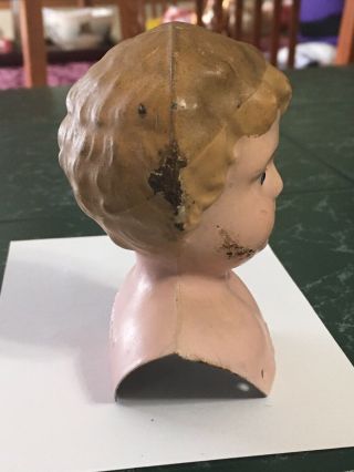 Vintage Minerva Germany Tin Metal Doll Head Antique 4