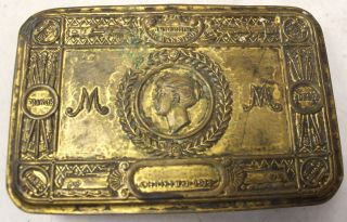 Antique Ww1 1914 Brass Queen Mary Christmas Tin - S28