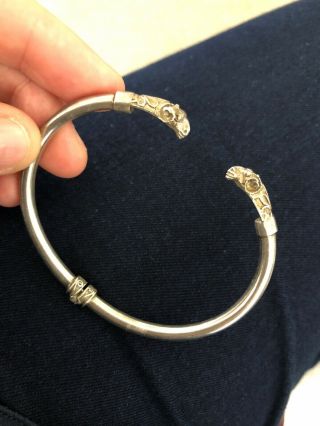 Silver Antique Victorian Rams Head Bangle Sterling