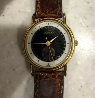 Vintage Movado 87 - 06 - 825 Calendar Day Date Gold Tone Wrist Watch