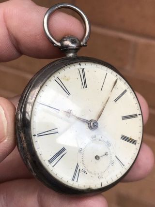 A Gents Old Antique Solid Silver Fusee Pocket Watch,  Spares Only.  Birm 1838.