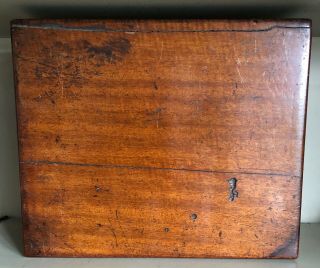 EARLY 19c GEORGIAN MAHOGANY WRITING SLOPE with carrying handles & inkwell 6