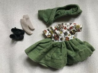 Vintage Betsy Mccall Doll Clothing - Green Dress Jacket Shoes Socks