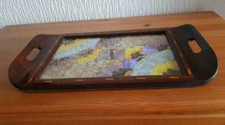 Antique Art Deco Butterfly Wing Wooden Inlaide Tray
