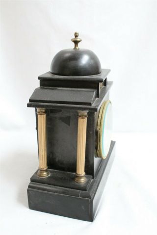 Antique Marble French Mantle Clock 4 Pillars Bell Topped WOW 2