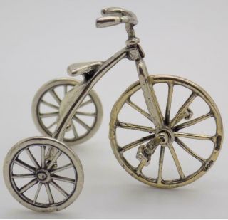 Vintage Solid Silver Italian Made Large Tricycle Miniature,  Figurine,  Hallmarked