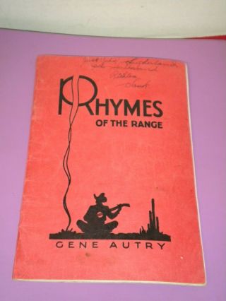 Rare Antique Orig.  Gene Autry " Rhymes Of The Range " Soft Cover Booklet 1933
