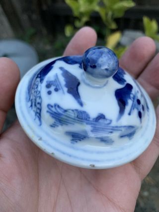 Antique chinese blue and white porcelain Teapot Qing China Asian 6