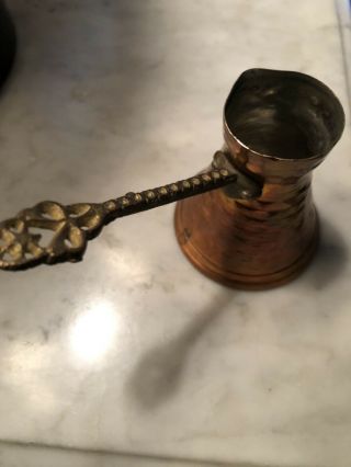4” Vintage Primitive Hand Hammered Copper Brass Handle Ladle