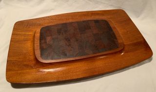 Dansk Ihq Quistgaard Staved Teak Tray,  Cheese Board,  Serving Platter 19”