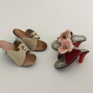 2 Pairs Of Vintage Doll High Heel Shoes - Boxes