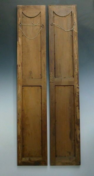 2 x antique tall Art Nouveau carved wooden panels panelling wall hanging 5