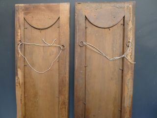 2 x antique tall Art Nouveau carved wooden panels panelling wall hanging 6