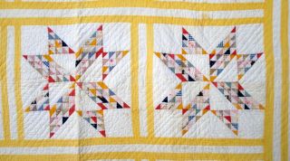 VTG ANTIQUE early 1900 ' s Variable Star Quilt twinkle star Calico 7
