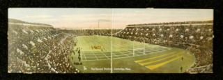 Vintage 1905 Bi - Fold Panoramic Postcard Harvard Crimson Football Stadium Antique