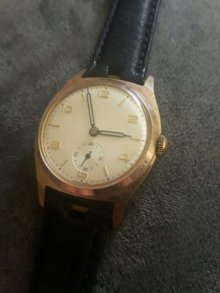 VINTAGE SWISS MADE MEN ' S 15 JEWELS WATCH MECHANICAL HAND WIND.  GOLD PLATED. 2