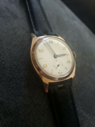VINTAGE SWISS MADE MEN ' S 15 JEWELS WATCH MECHANICAL HAND WIND.  GOLD PLATED. 3