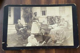 Antique Cabinet Card Photo African American Woman " Nanny " White Family 1800 