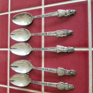 Antique 1930s Canadian Quintuplets Carleton Silver Spoons Set - Complete