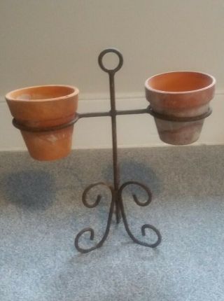 Vintage French Metal Plant Stand Wrought Iron